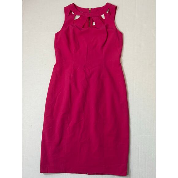 Eliza J Pink Sheath Dress Womens 10 Cut Out Hot Pink Barbie Wedding Guest Short - Picture 2 of 7